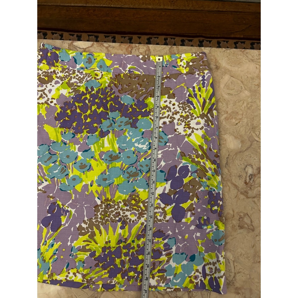 Talbots Garden Floral Canvas Skirt Size 8 Purple Cotton - Picture 11 of 13
